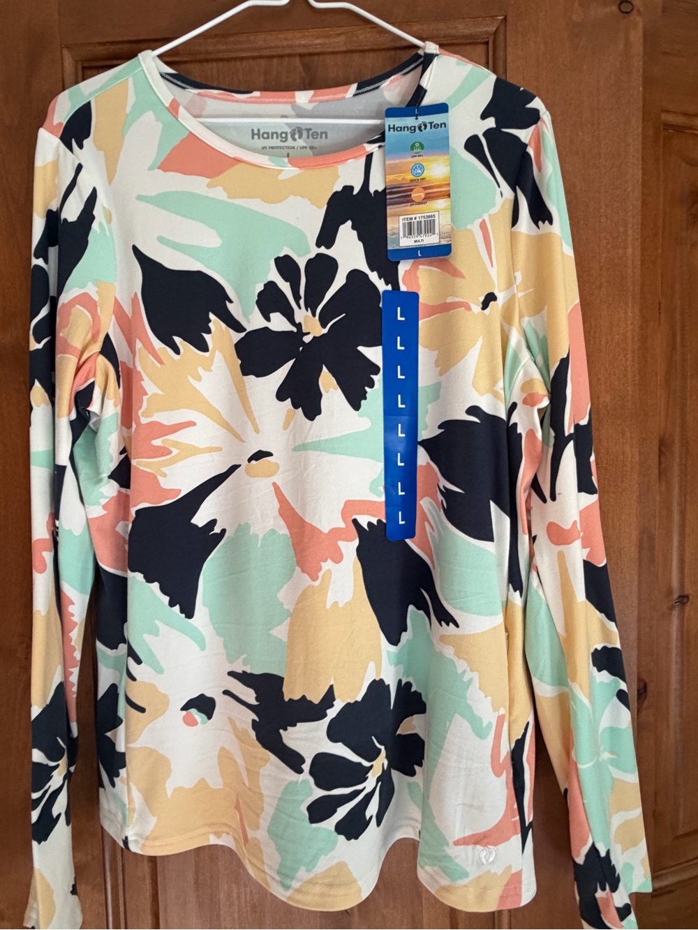 Hang Ten Women Long-Sleeve Floral Top in Black, Mint, Peach, Cream